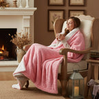 Dada Bedding Luxury Blossom Pink Rose Buds Pink Sherpa Backside Faux Fur Throw Blanket (bl-171752), back... - House Of Avana