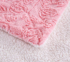 Dada Bedding Luxury Blossom Pink Rose Buds Pink Sherpa Backside Faux Fur Throw Blanket (bl-171752),... - House Of Avana