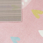 Kids Rug Nino with Rainbow and Hearts for Nursery in Pink, detail shot - House Of Avana