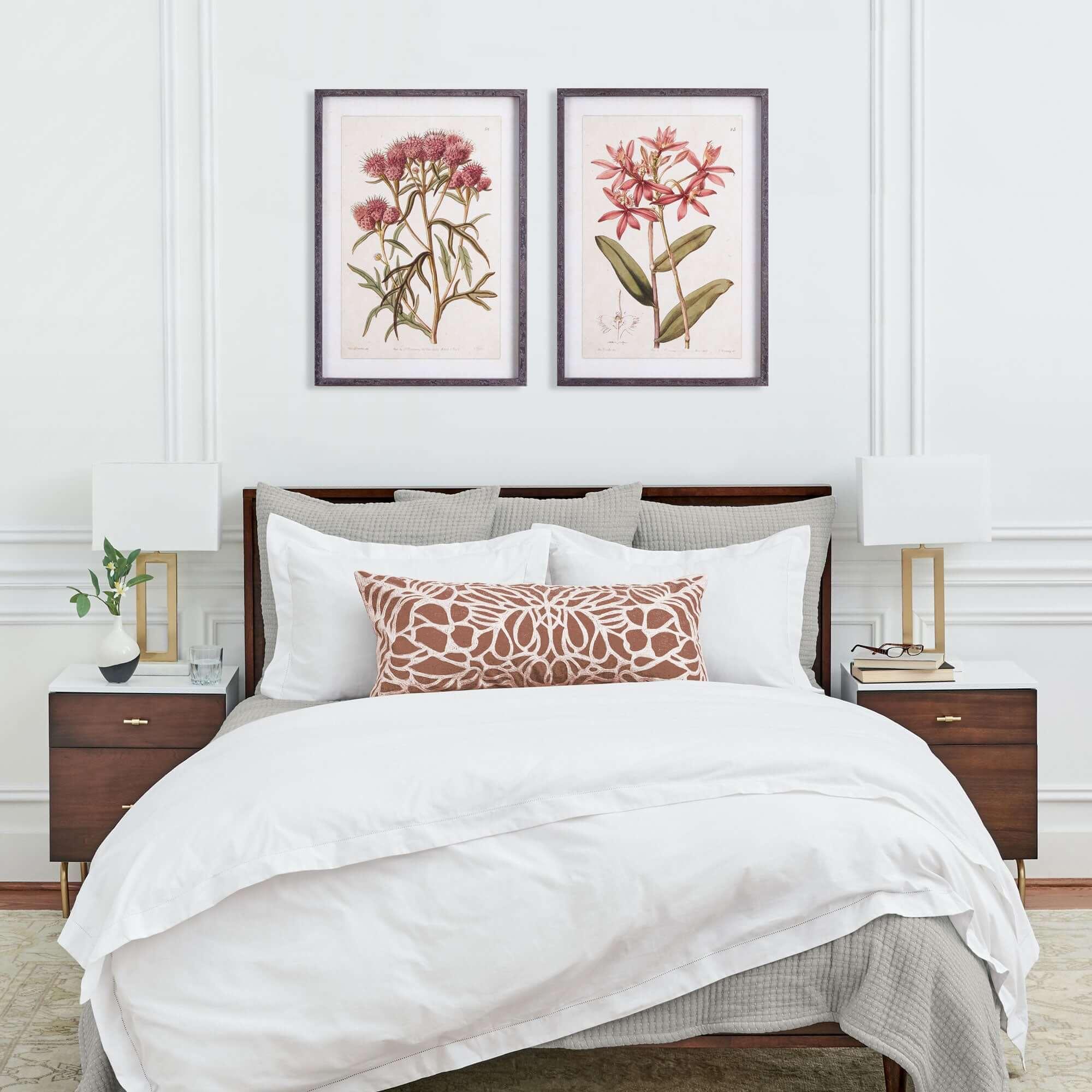 Pink Vintage Botanical Floral Prints (Set of 2) Vintage Shopper