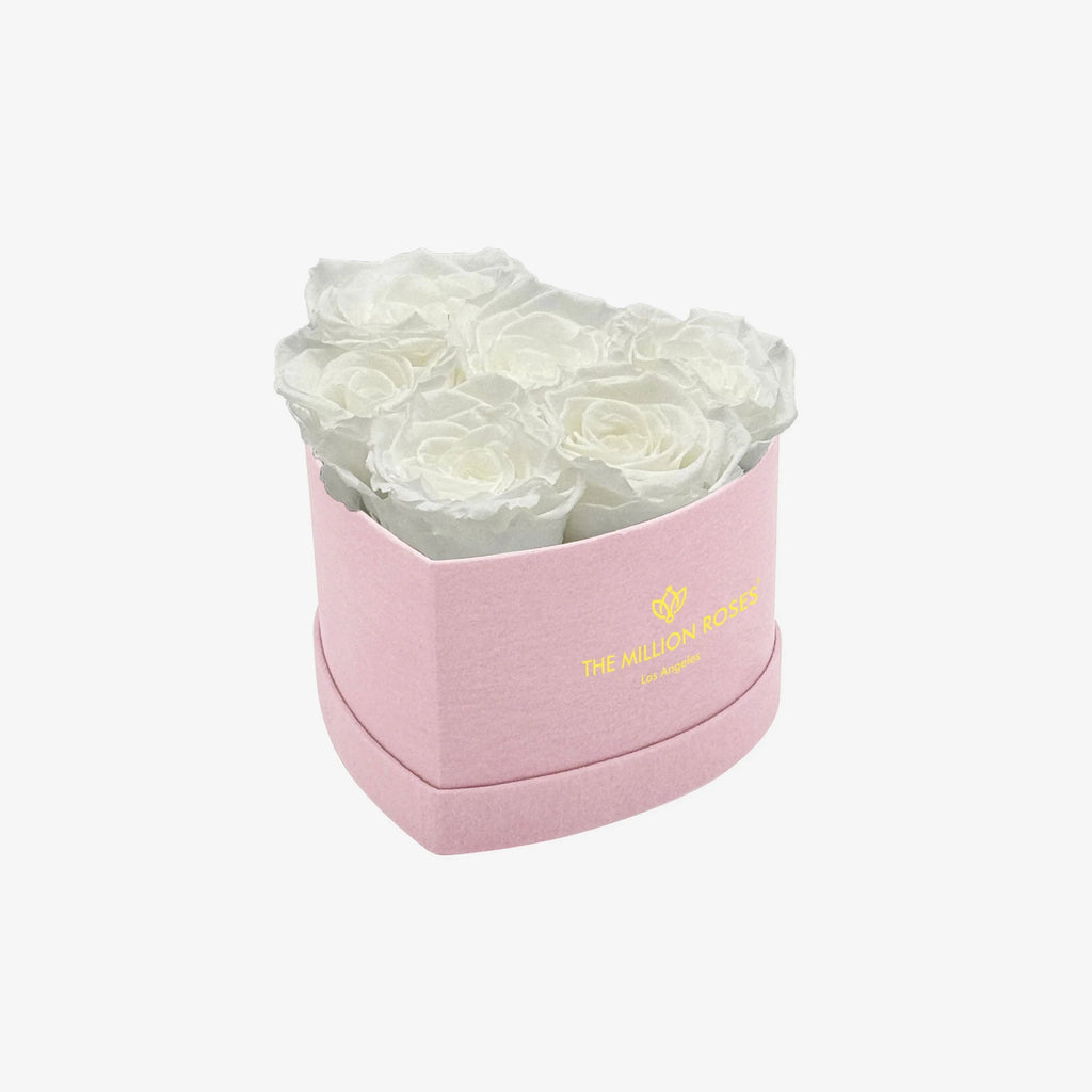 Baby Heart Light Pink Box | White Roses, back view - House Of Avana
