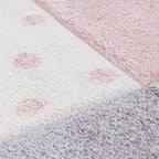 Kids Rug Cosmo Checkered with Rainbows & Hearts - Pink White, back view - House Of Avana