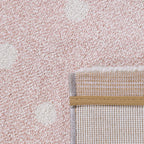 Kids Rug Cosmo Checkered with Rainbows & Hearts - Pink White, detail shot - House Of Avana