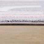 Kids Rug Cosmo Checkered with Rainbows & Hearts - Pink White, side view - House Of Avana