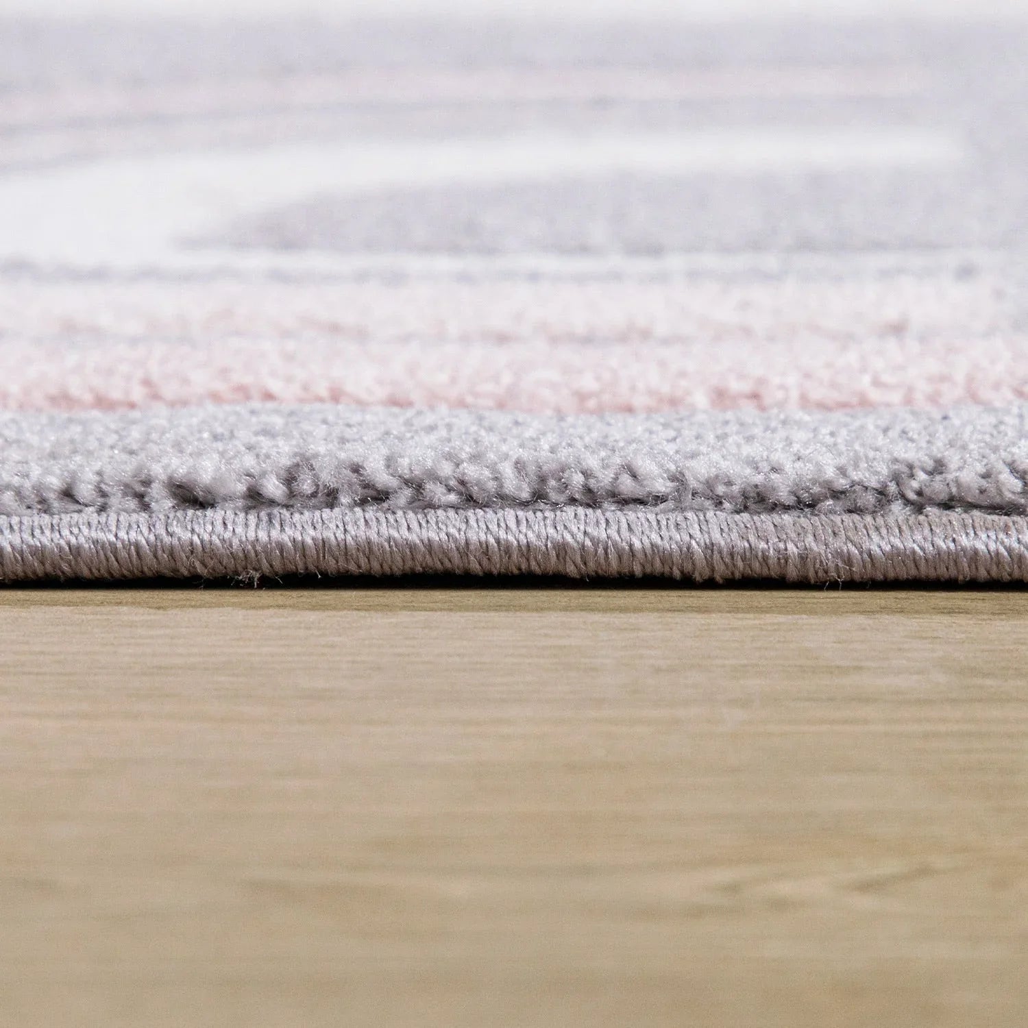 Kids Rug Cosmo Checkered with Rainbows & Hearts - Pink White, side view - House Of Avana