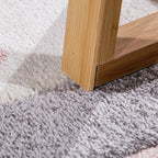 Kids Rug Cosmo Checkered with Rainbows & Hearts - Pink White, top view - House Of Avana