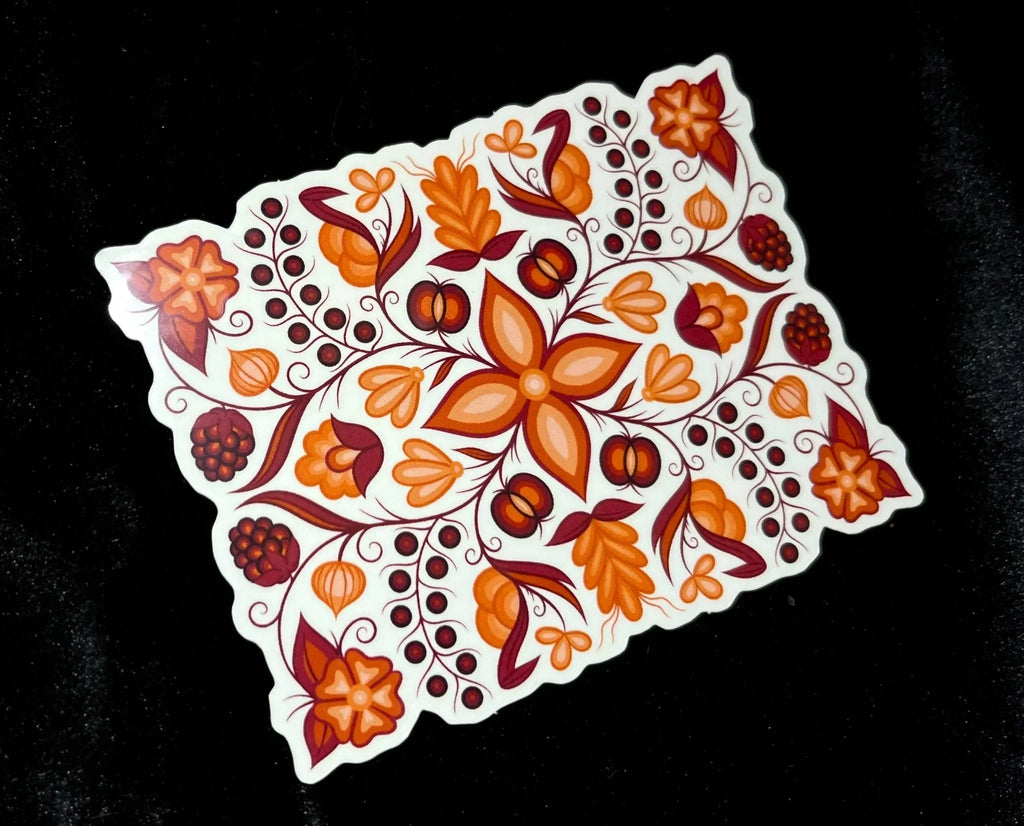 Pink/Orange Ojibwe Floral Sticker Bizaanide'ewin