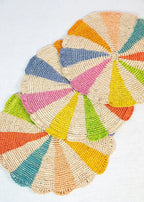 Pinwheel multicolor Placemat, raffia tabletop Payton James