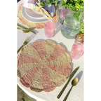 Pinwheel Pink Placemat, raffia tabletop Payton James