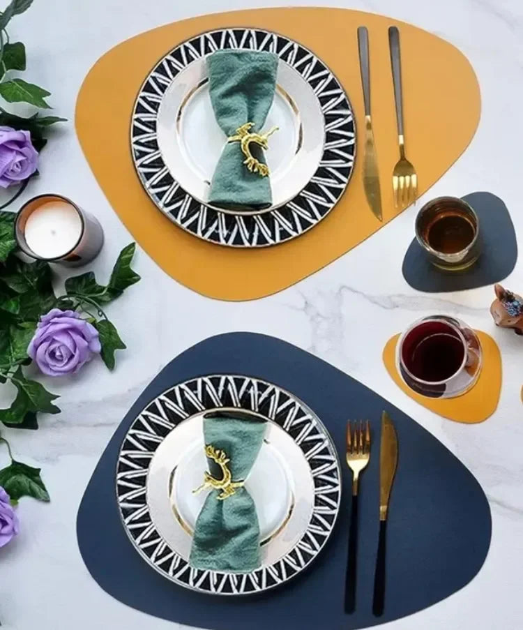 Placemats - Oil-Proof PU Leather Cream Set