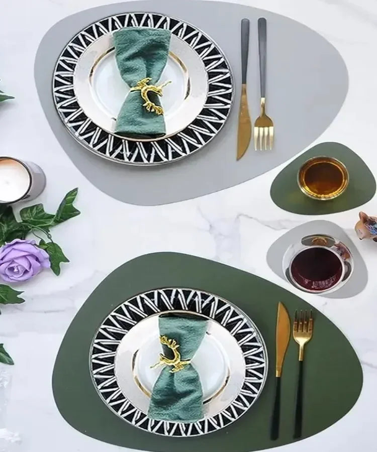 Placemats - Oil-Proof PU Leather Cream Set