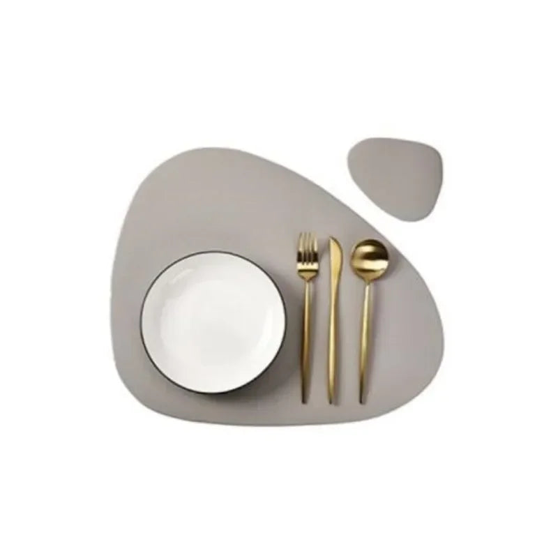 Placemats - Oil-Proof PU Leather Cream Set