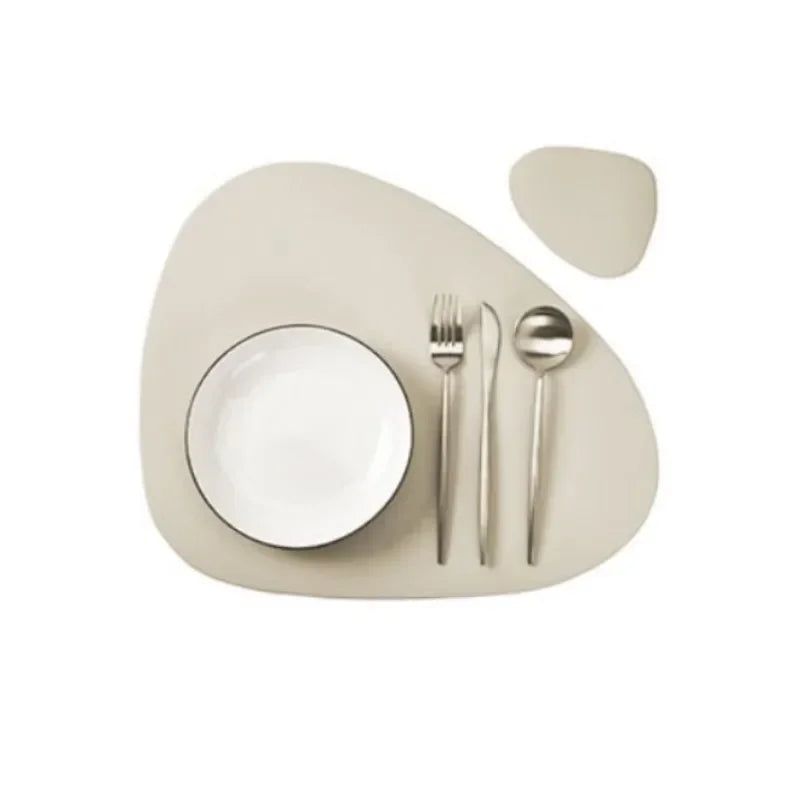 Placemats - Oil-Proof PU Leather Cream Set