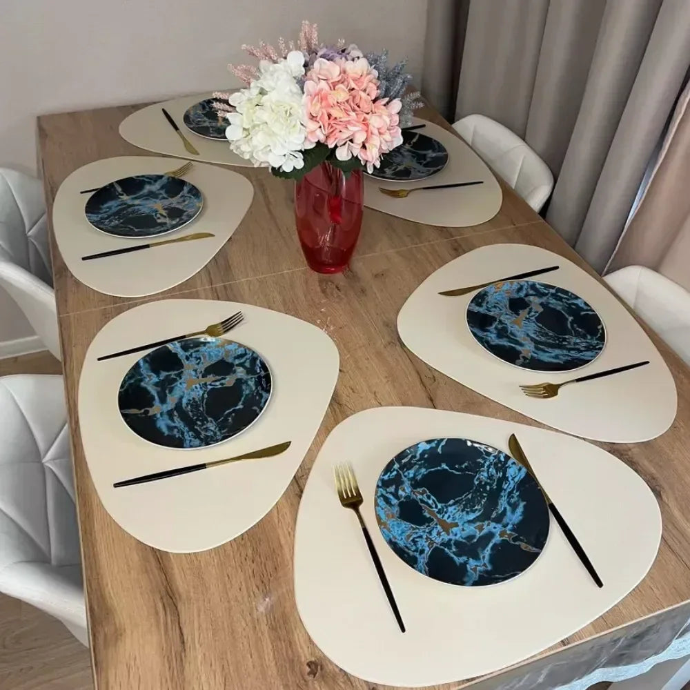 Placemats - Oil-Proof PU Leather Cream Set