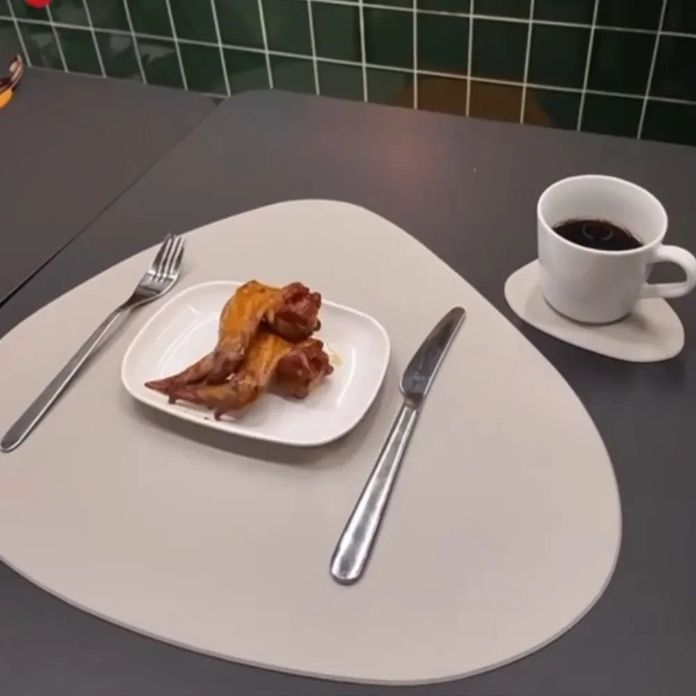 Placemats - Oil-Proof PU Leather Cream Set
