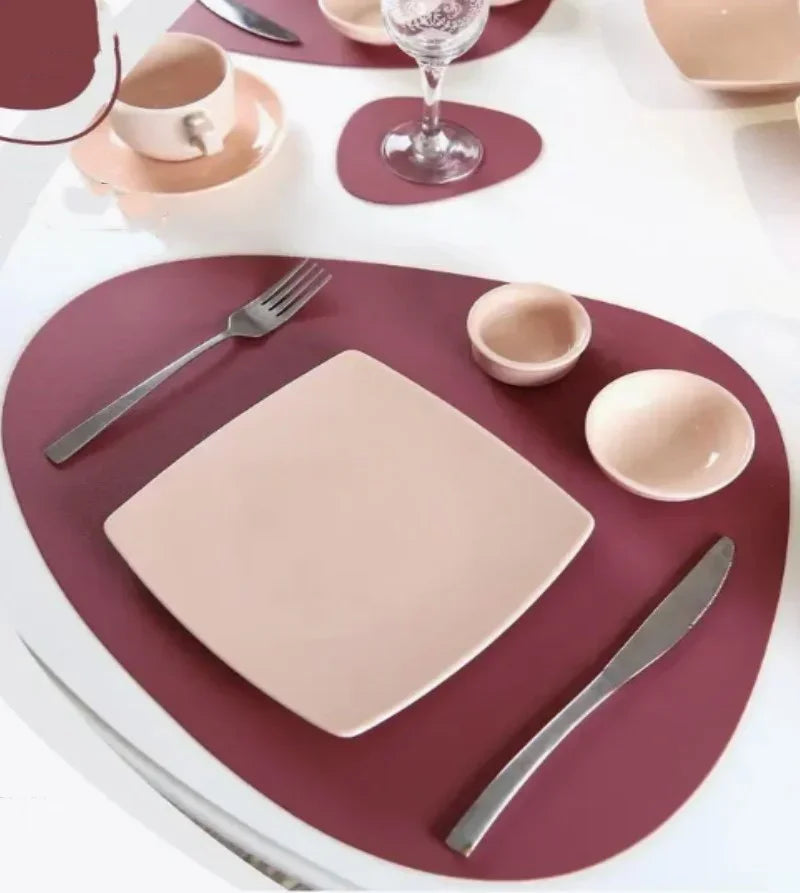 Placemats - Oil-Proof PU Leather Cream Set