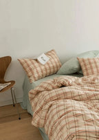 Plaid Bedding Set / Blue + Mustard