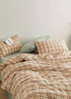 Plaid Bedding Set / Blue + Mustard