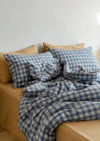 Plaid Bedding Set / Blue + Mustard Ever Lasting