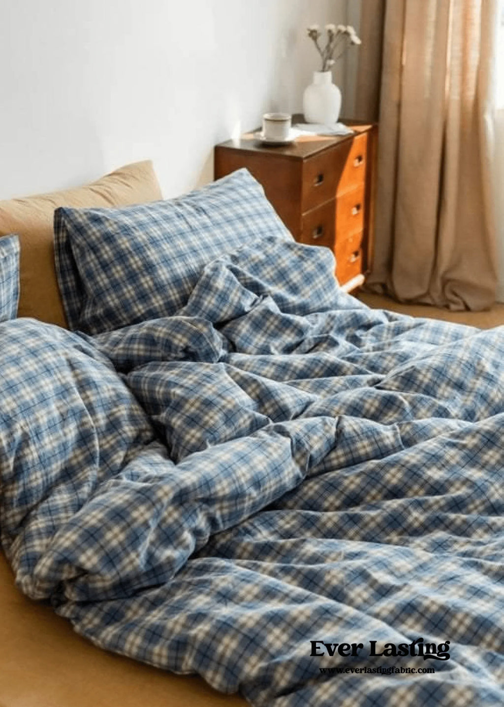 Plaid Bedding Set / Blue + Mustard Ever Lasting