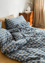 Plaid Bedding Set / Blue + Mustard Ever Lasting