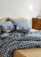 Plaid Bedding Set / Blue + Mustard Ever Lasting