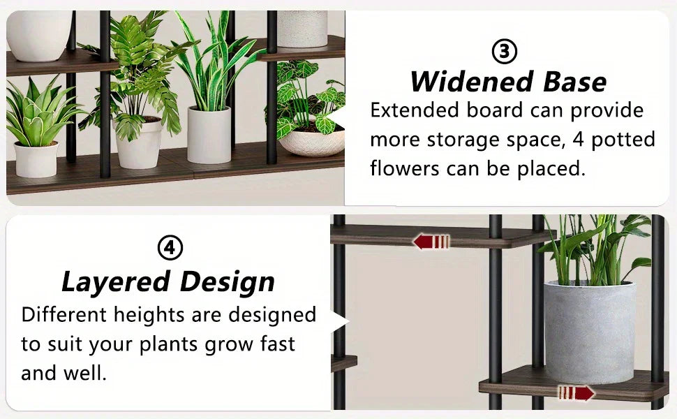 Plant Stand Indoor Corner Tiered Metal Plant Organizer 4 Tier 10 Pot Ladder Flower Holder Display Multiple Plants for Window Garden Balcony Living Room, Black, Utility Racks House Of Avana