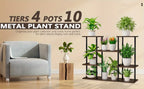 Plant Stand Indoor Corner Tiered Metal Plant Organizer 4 Tier 10 Pot Ladder Flower Holder Display Multiple Plants for Window Garden Balcony Living Room, Black, Utility Racks House Of Avana