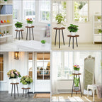 2 Pack Indoor Plant Stand, Mid-century Wooden Style Plant Holder, Indoor Outdoor Flower Stand, Small... - House Of Avana