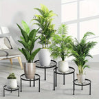 Metal Plant Stands, S Black Iron Planter Holders, Rustproof, Supports Up to 110lb, angled view - House Of Avana