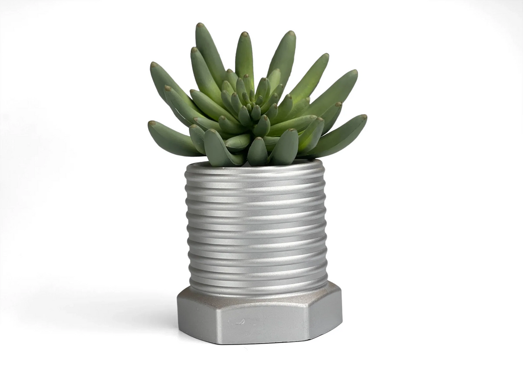 Metal Bolt Planter Industrial Vase with Unique Design, top view - House Of Avana