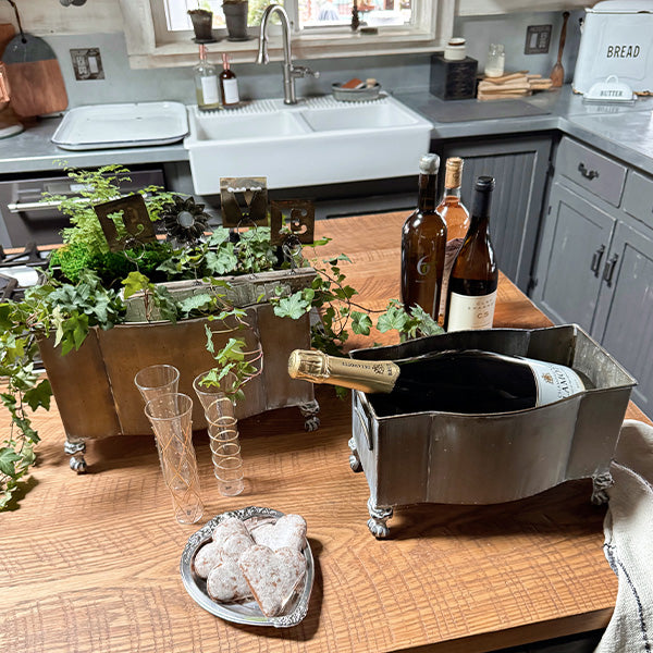 Aged Metal Footed Planters, Set of Two Decor Steals