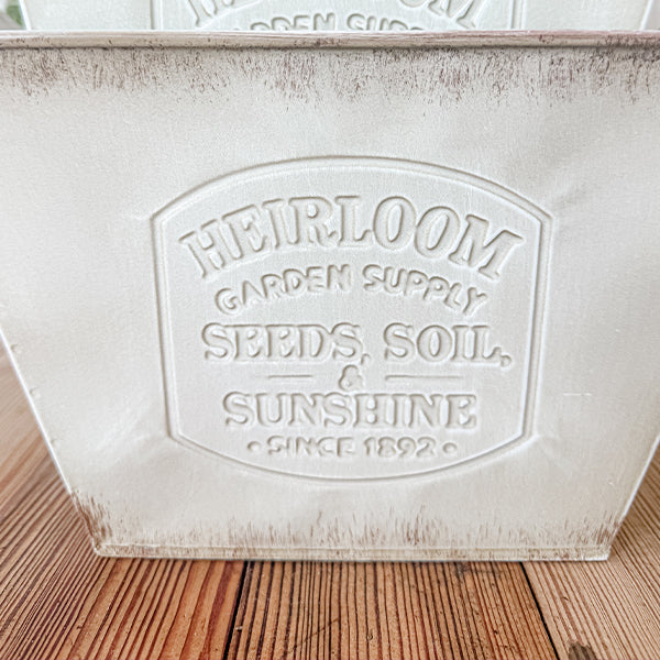 Vintage Inspired Heirloom Garden Supply Metal Planters, Set of Three Decor Steals