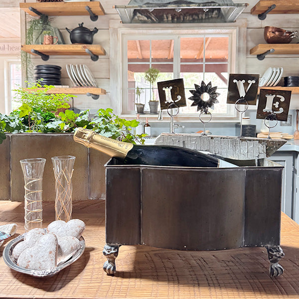 Aged Metal Footed Planters, Set of Two Decor Steals
