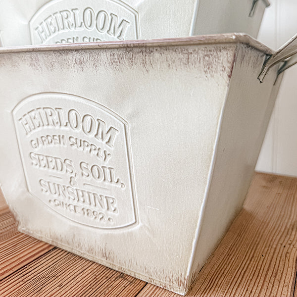 Vintage Inspired Heirloom Garden Supply Metal Planters, Set of Three Decor Steals