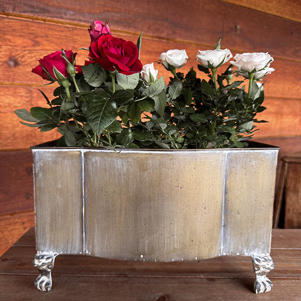 Aged Metal Footed Planters, Set of Two Decor Steals