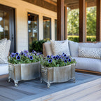 Aged Metal Footed Planters, Set of Two Decor Steals