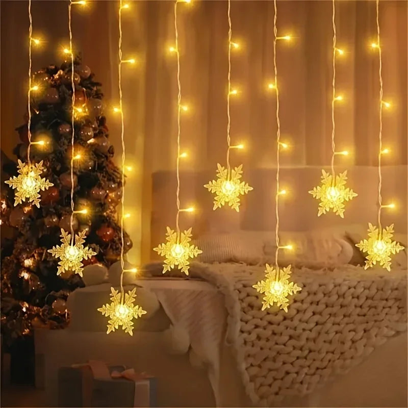1pc 96LED Snowflake Lights, 8 Modes Twinkle Fairy Icicle String Light, USB Christmas Decorations Light, Perfect for Indoor Christmas & Easter Halloween Party Decorations, Perfect Gift for Christmas, Birthday, New Year, Usb Li House Of Avana [[SKU:HOA-MSC-027]]