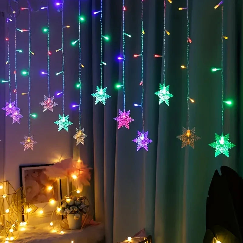 1pc 96LED Snowflake Lights, 8 Modes Twinkle Fairy Icicle String Light, USB Christmas Decorations Light, Perfect for Indoor Christmas & Easter Halloween Party Decorations, Perfect Gift for Christmas, Birthday, New Year, Usb Li House Of Avana