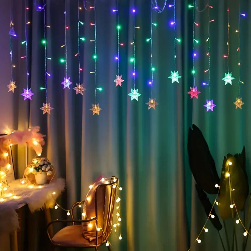1pc 96LED Snowflake Lights, 8 Modes Twinkle Fairy Icicle String Light, USB Christmas Decorations Light, Perfect for Indoor Christmas & Easter Halloween Party Decorations, Perfect Gift for Christmas, Birthday, New Year, Usb Li House Of Avana [[SKU:HOA-MSC-027]]
