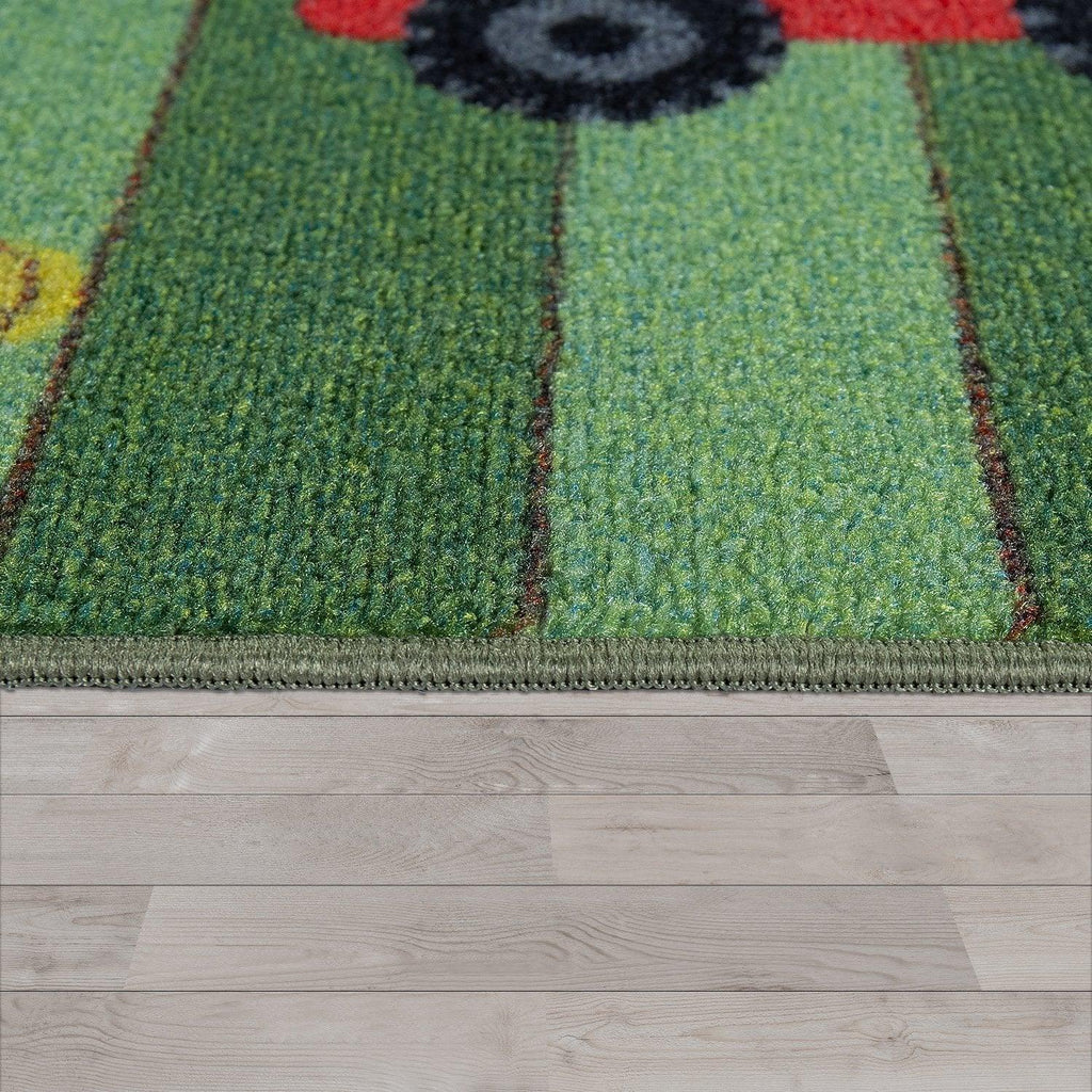 Play Rug for Kids Rooms, Landscape and Horses in green RugYourHome