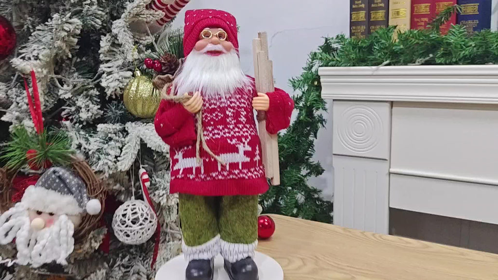 1pc Large 12-inch (30cm) Life-Size Collectible Santa Claus Doll with Expressive Eyes, Posable Arms & Sitting Base - Durable Plastic//Fabric Construction for Indoor Christmas Tree & Home Decorations, Year-Round Display - Ideal House Of Avana [[SKU:HOA-XMS-020]]