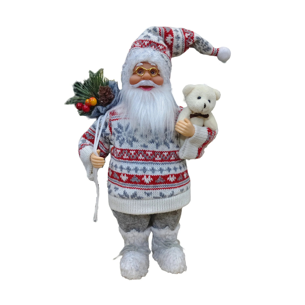 1pc Large 12-inch (30cm) Life-Size Collectible Santa Claus Doll with Expressive Eyes, Posable Arms & Sitting Base - Durable Plastic//Fabric Construction for Indoor Christmas Tree & Home Decorations, Year-Round Display - Ideal House Of Avana [[SKU:HOA-XMS-020]]