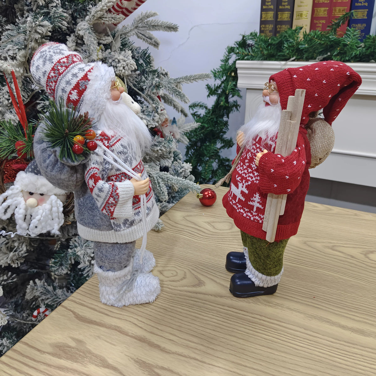 1pc Large 12-inch (30cm) Life-Size Collectible Santa Claus Doll with Expressive Eyes, Posable Arms & Sitting Base - Durable Plastic//Fabric Construction for Indoor Christmas Tree & Home Decorations, Year-Round Display - Ideal House Of Avana [[SKU:HOA-XMS-020]]