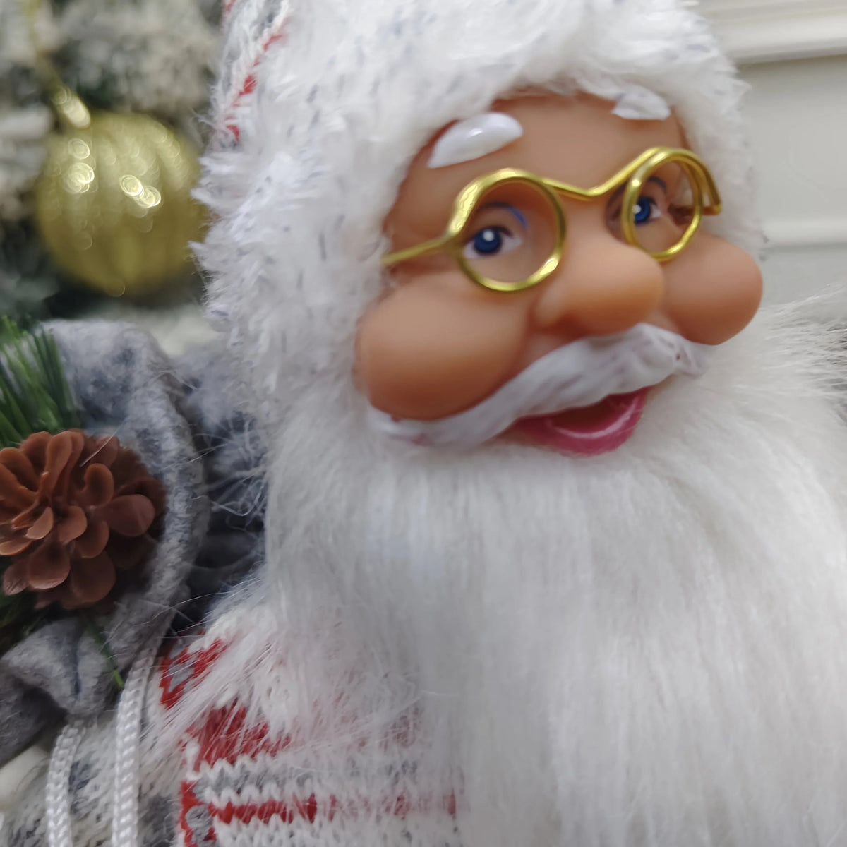 1pc Large 12-inch (30cm) Life-Size Collectible Santa Claus Doll with Expressive Eyes, Posable Arms & Sitting Base - Durable Plastic//Fabric Construction for Indoor Christmas Tree & Home Decorations, Year-Round Display - Ideal House Of Avana [[SKU:HOA-XMS-020]]