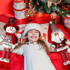 2pcs Christmas Gnome Plush Decorations-Long Leg Christmas Plush Doll, Stretchable Santa Claus And Snowman Figurines, Standing Dwarf Figurines for Shelf, Table, Fireplace, Room, Tieres Tray, Desk, Living Room, Dining Room, Cof House Of Avana