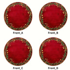 4pcs Red & Golden Round Placemats - Elegant Burgundy Golden Green Leaf Pattern Table Mats, Non-Toxic Durable Polyester 38.1 cm for Christmas Dinner Party, Wedding, Banquet, Holiday Table Decorations (Hand Wash Only), Christma House Of Avana