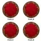 4pcs Red & Golden Round Placemats - Elegant Burgundy Golden Green Leaf Pattern Table Mats, Non-Toxic Durable Polyester 38.1 cm for Christmas Dinner Party, Wedding, Banquet, Holiday Table Decorations (Hand Wash Only), Christma House Of Avana [[SKU:HOA-TBL-015]]