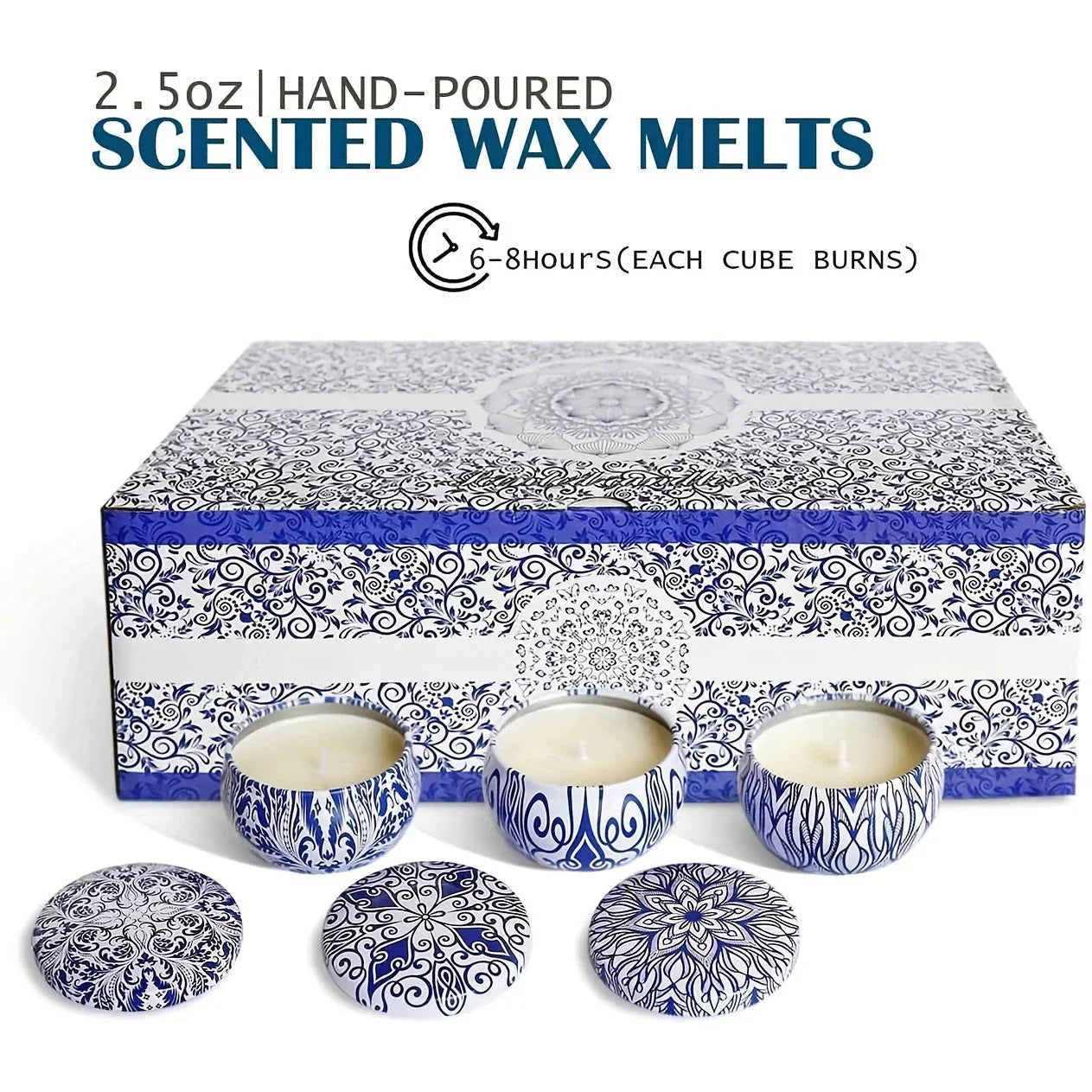 16pcs Blue And White Porcelain Scented Candle Smokeless, No Drip, Elegant Romantic Candle, Suitable For Family, Swimming Pool, Sabbath, Wedding, Church, Also Very Suitable For Halloween, Thanksgiving, Valentine'S Day And So O House Of Avana