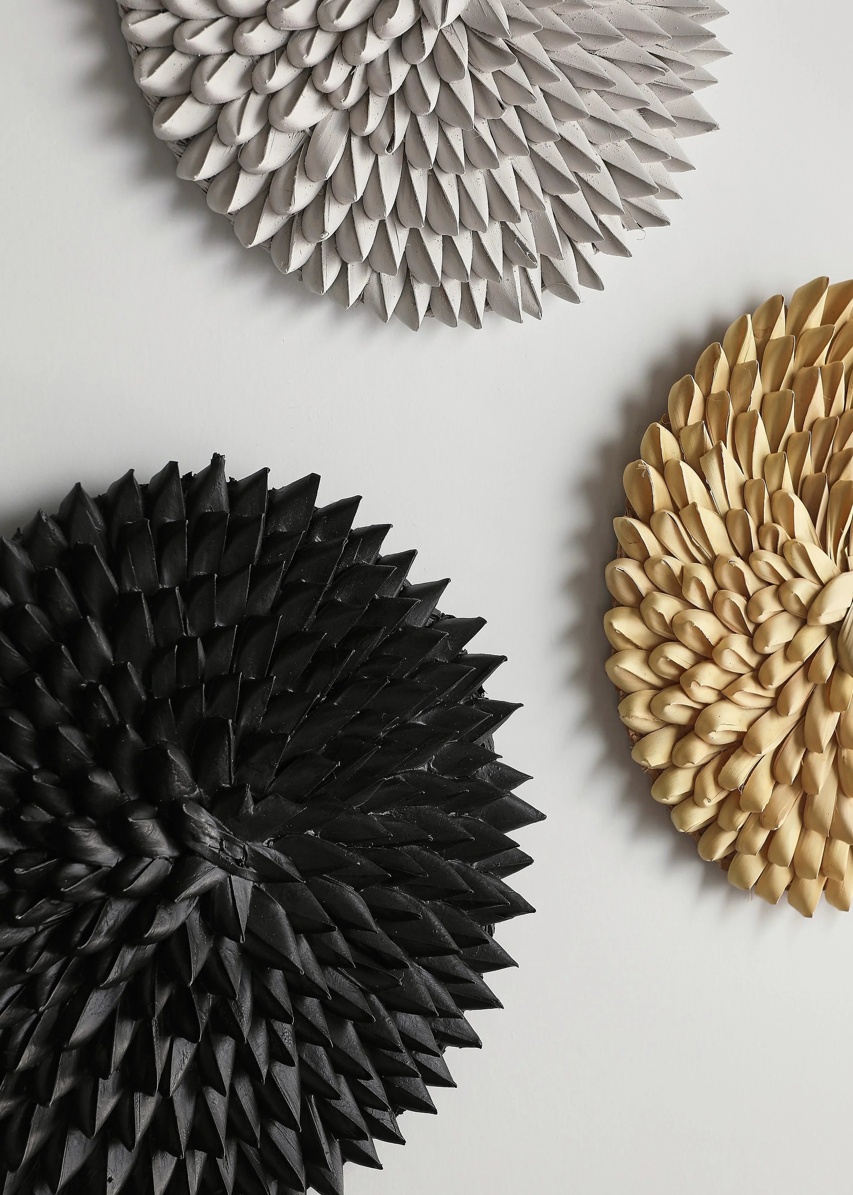 Porcupine African Textured Woven Wall Art in Black, White or Natural Kanju Interiors